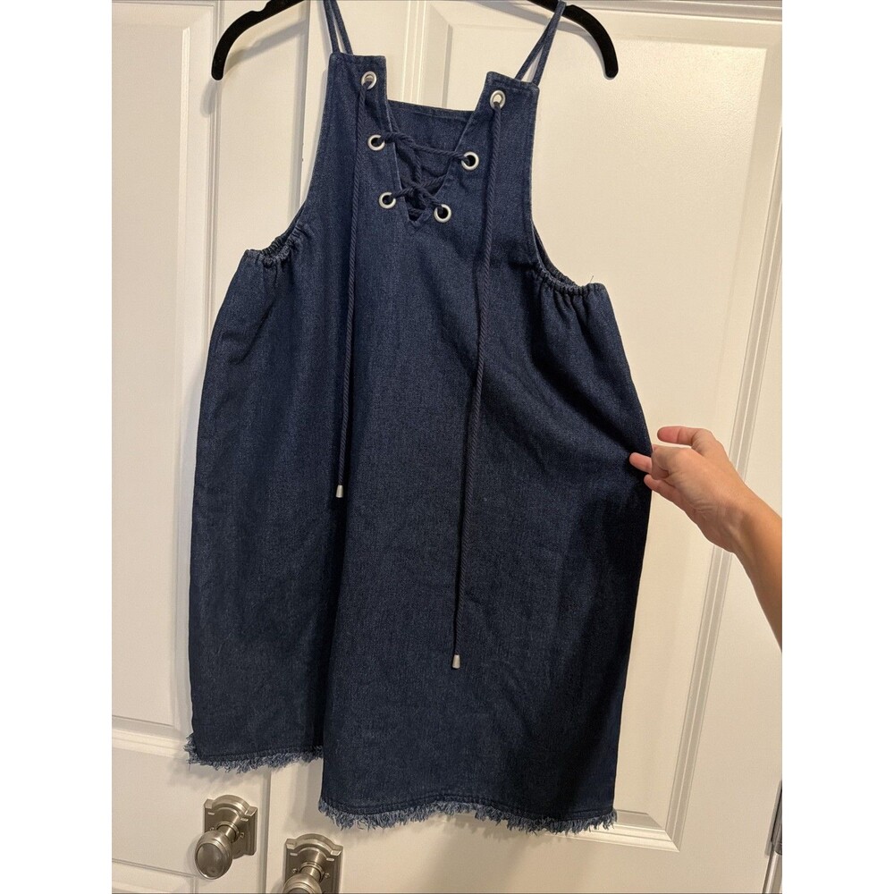 J.O.A. Los Angeles Lace Up Denim Dress Size Medium